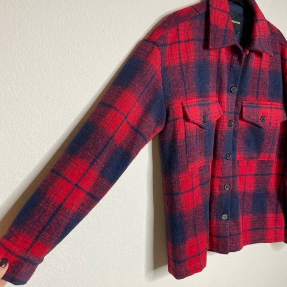 Amanda Uprichard Hollis Red Blue Checked Shirt Jacket XS - Picture 3 of 8